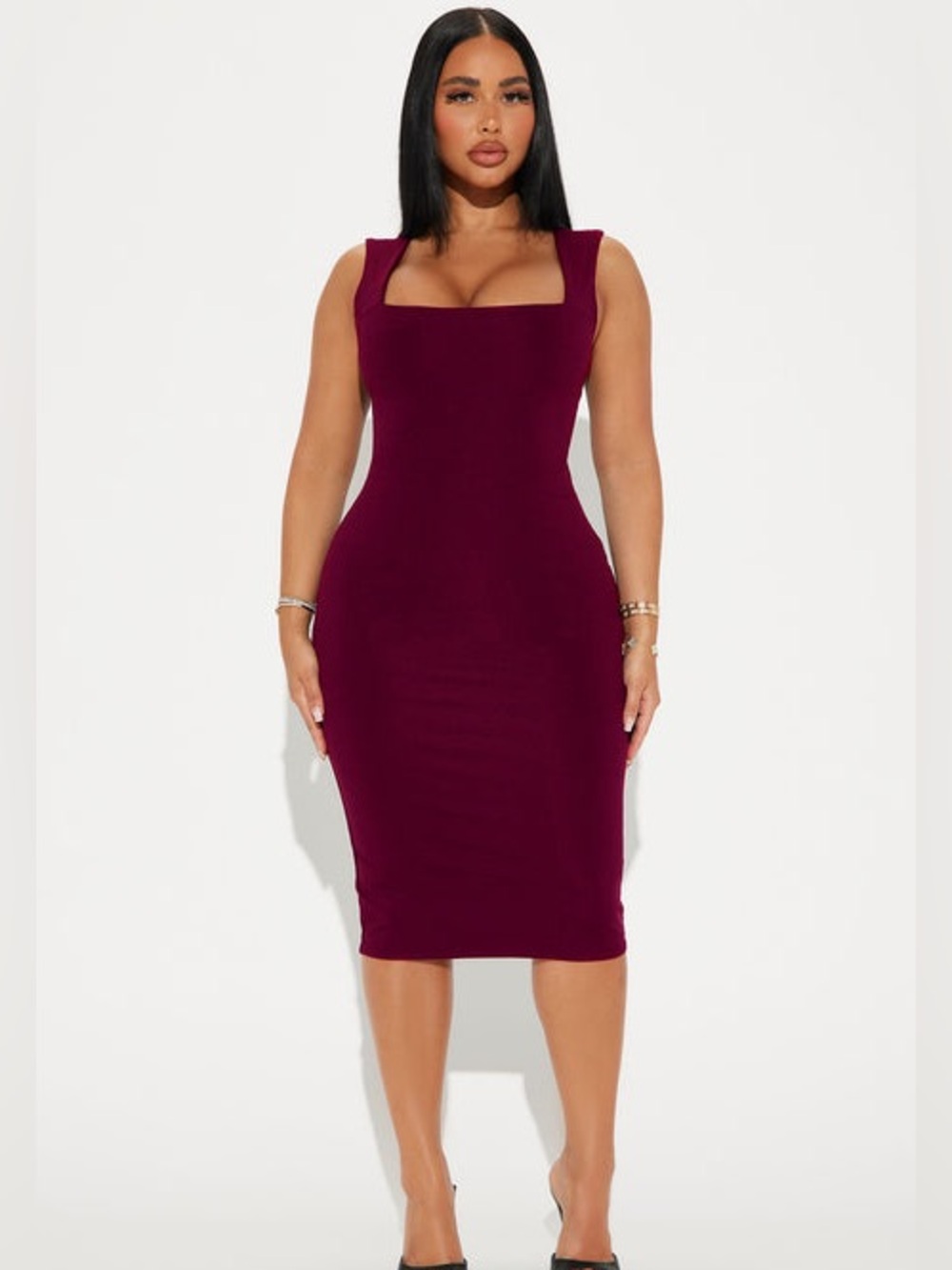Sleeveless Burgundy Double Lined Midi Dress Size Small Brand New With Tags